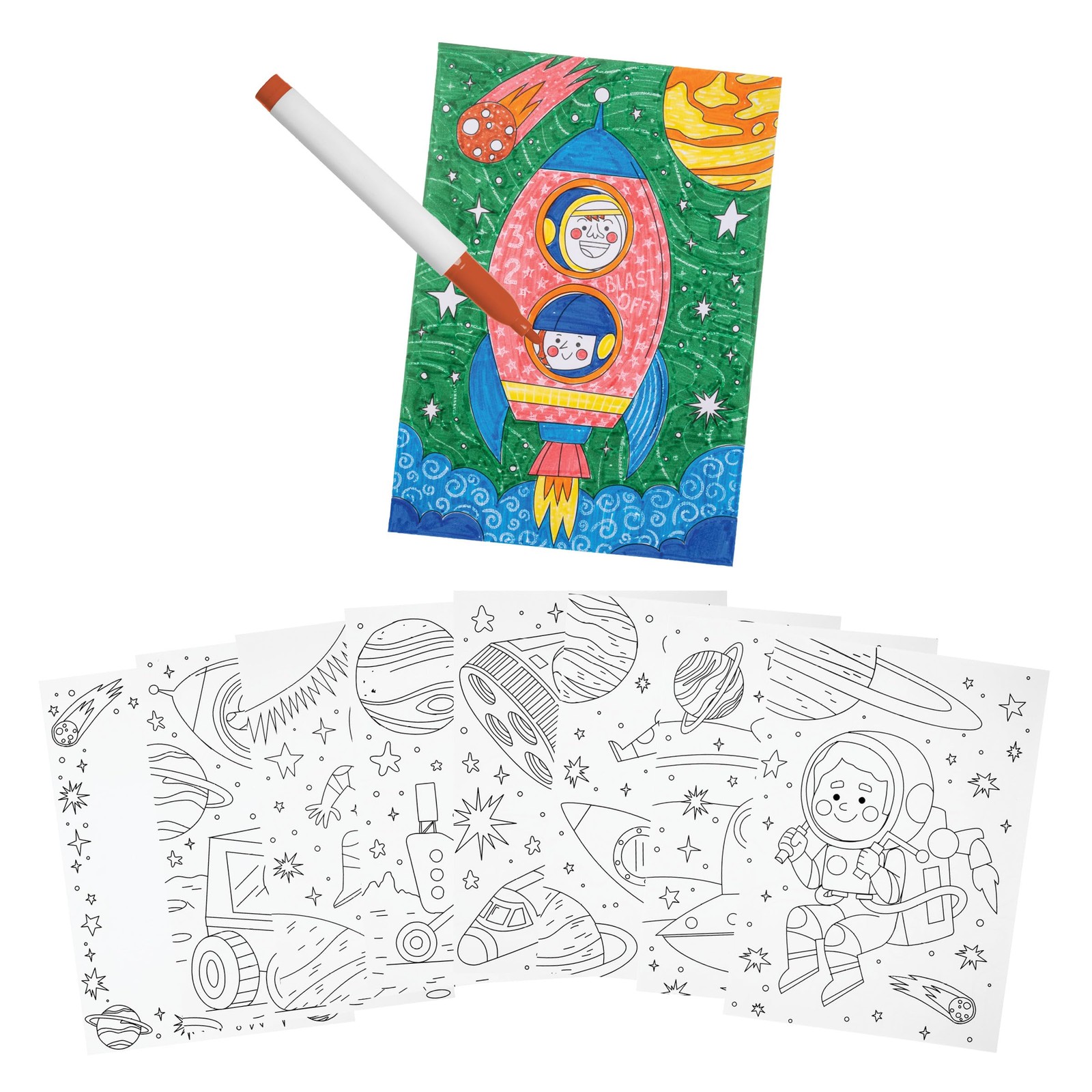 Stephen Joseph Wonder Ink Toddler Art Set, Mess Free Coloring, Space