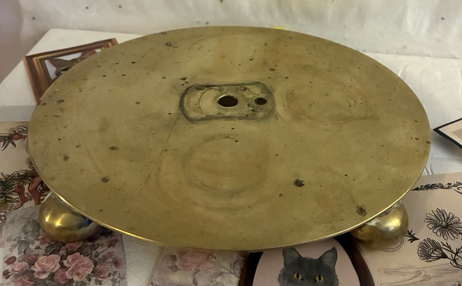 Antique Silver Plate Stand Akro Agate Dish Cat Fig. Jewelry Junk Drawer Art Lot