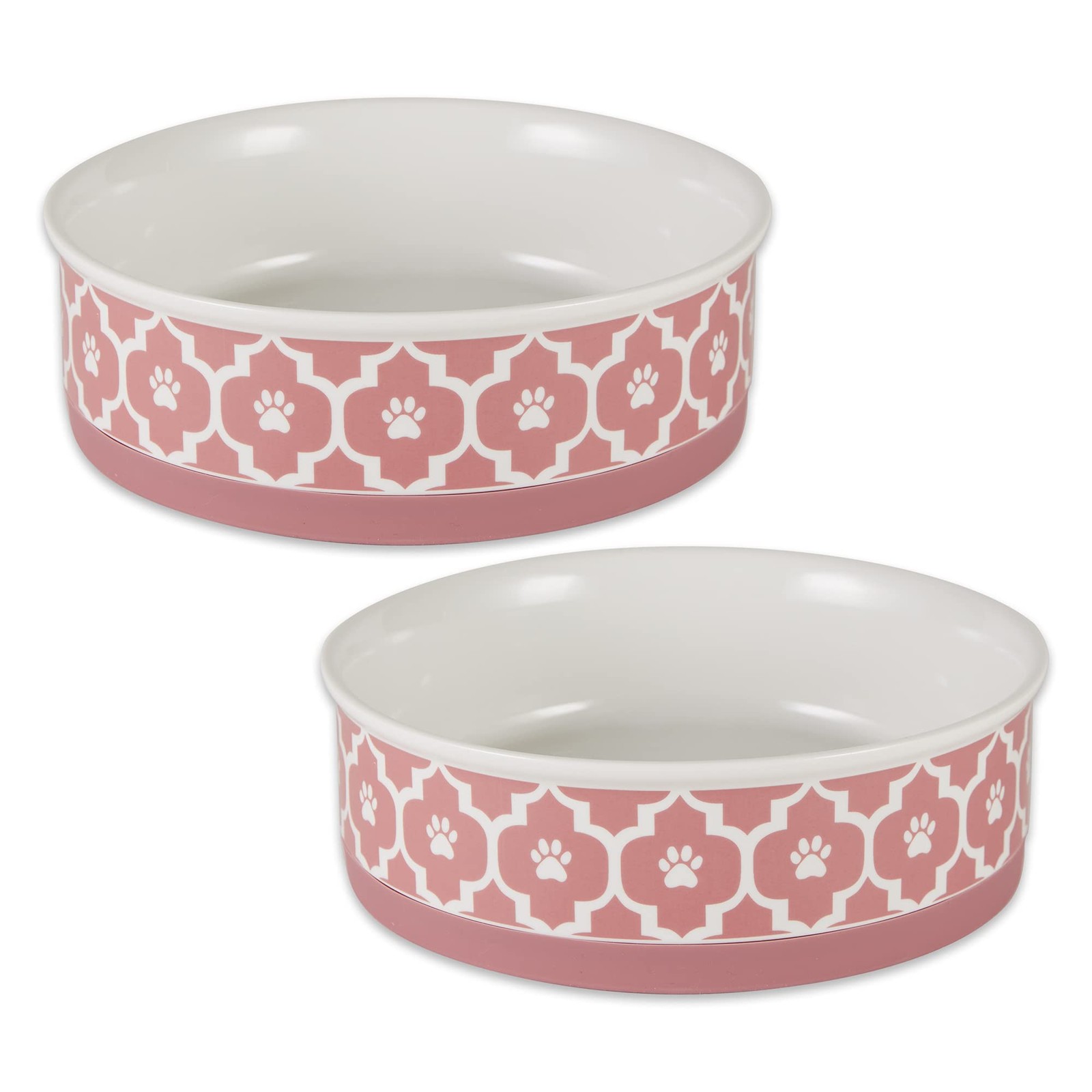 Bone Dry Lattice Collection Large Pet Bowl & Canister Set 7.5×2.4 in Rose 2