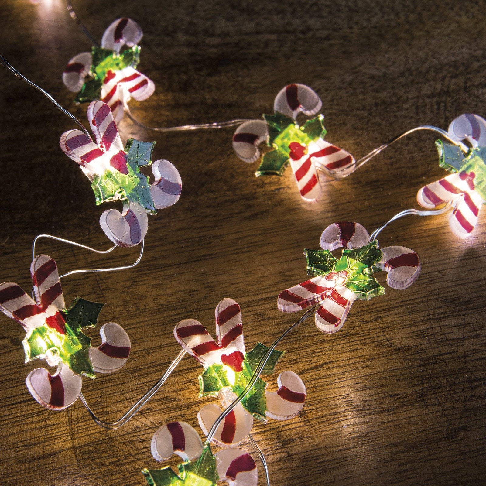 Primitives by Kathy Mini Battery Operated Wire Light Strand 5ft Candy Canes