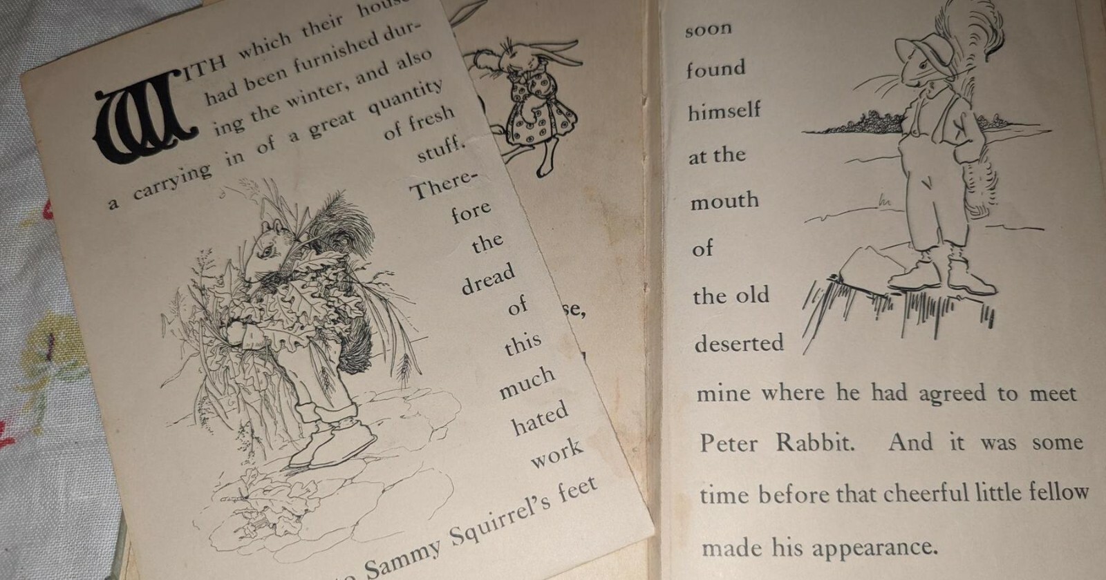 Antique Peter Rabbit and Sammy Squirrel HC book 1918 Great pictures for framing