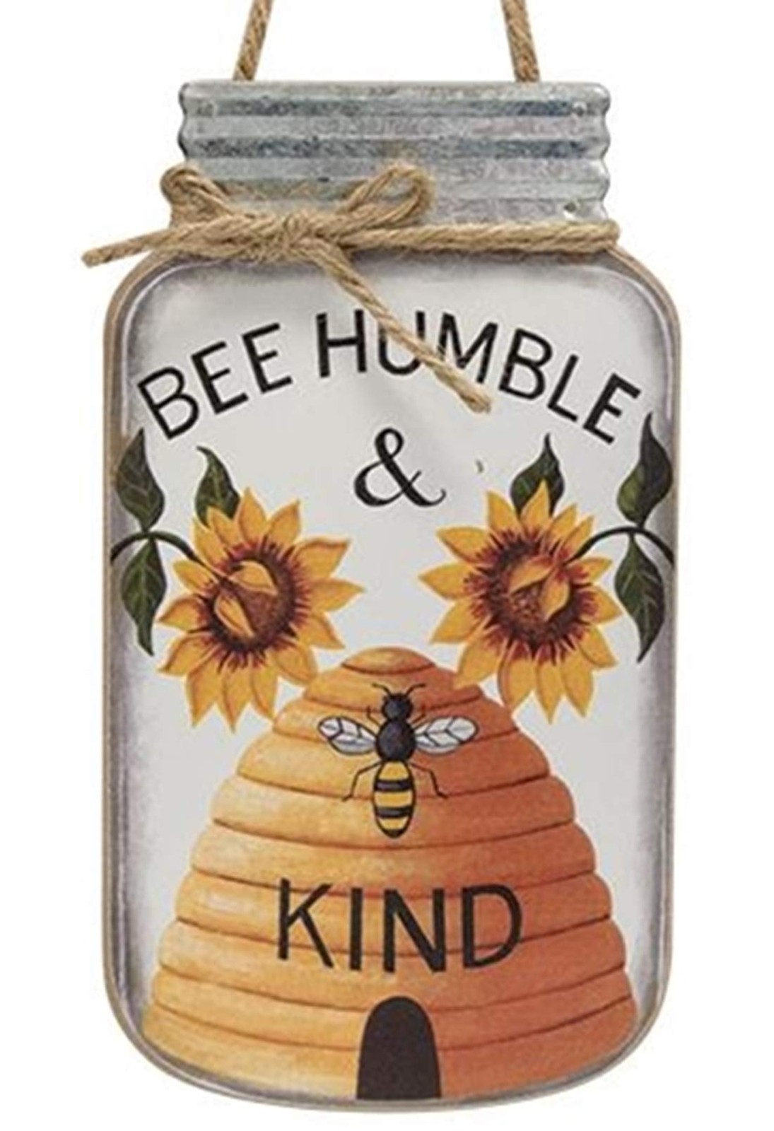 Be Humble and Kind Mason Jar Sunflower Sign, 8 x 4.5″ Home Decor