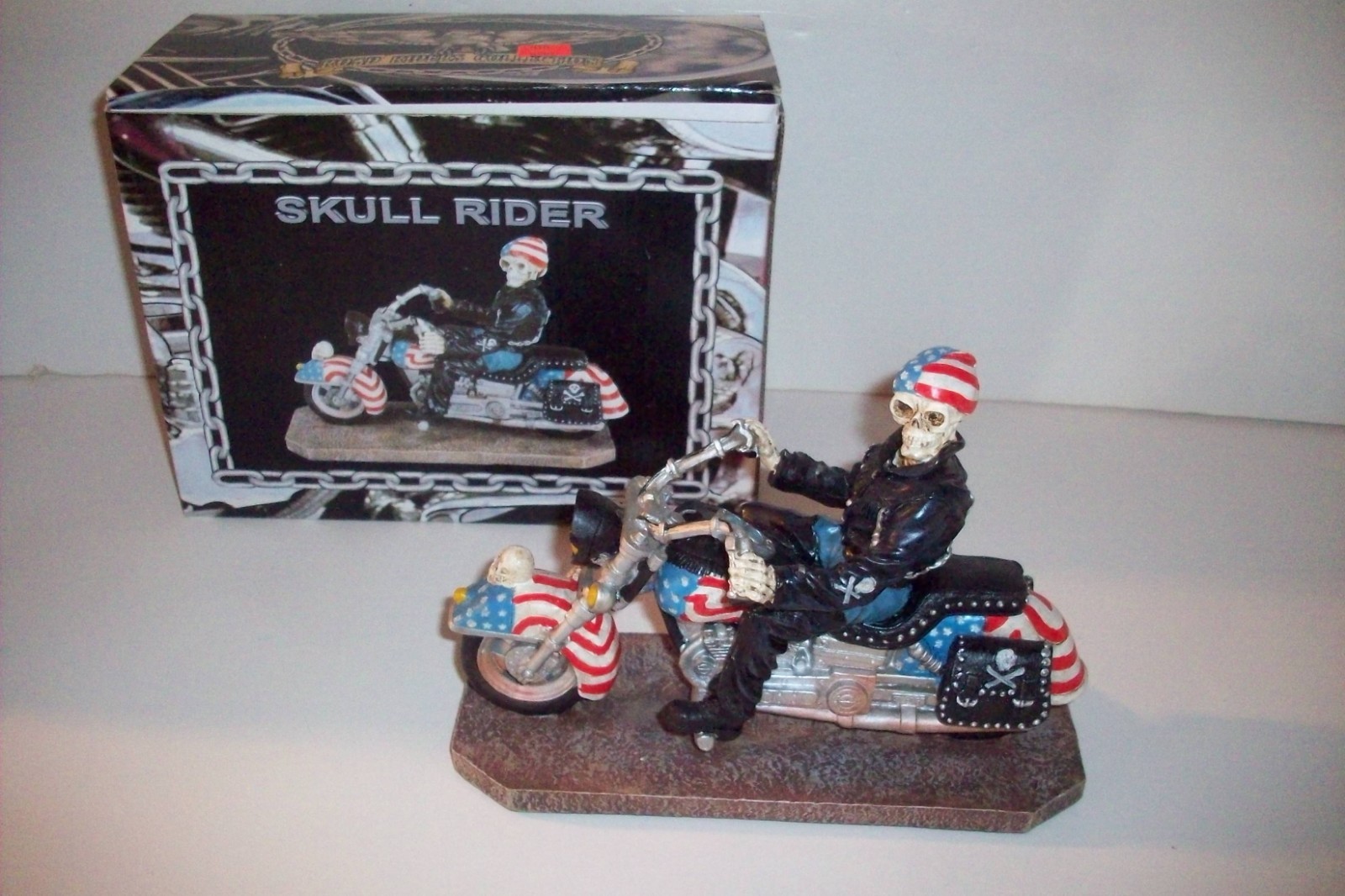 2 ct lot American Eagle Flag clock and Skull Rider American Flag motorcycle new