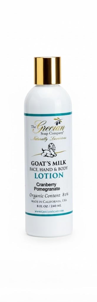 Grecian Soap Co Organic Goat Milk Lotion 8oz Cranberry Pomegranate Body Cream