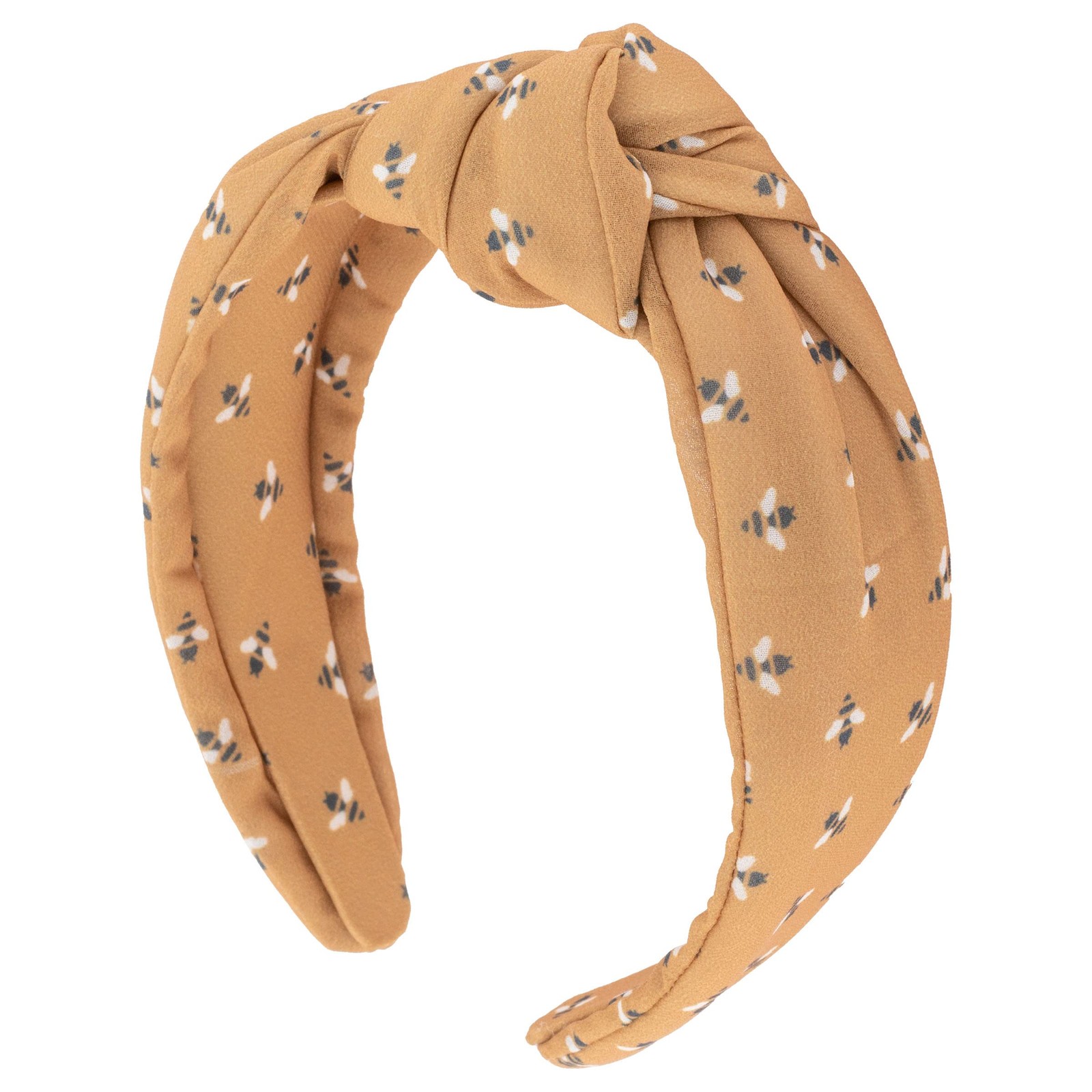 Karma Bee Yellow Knot Headband – Fabric Stretch Hair Scarf for Women