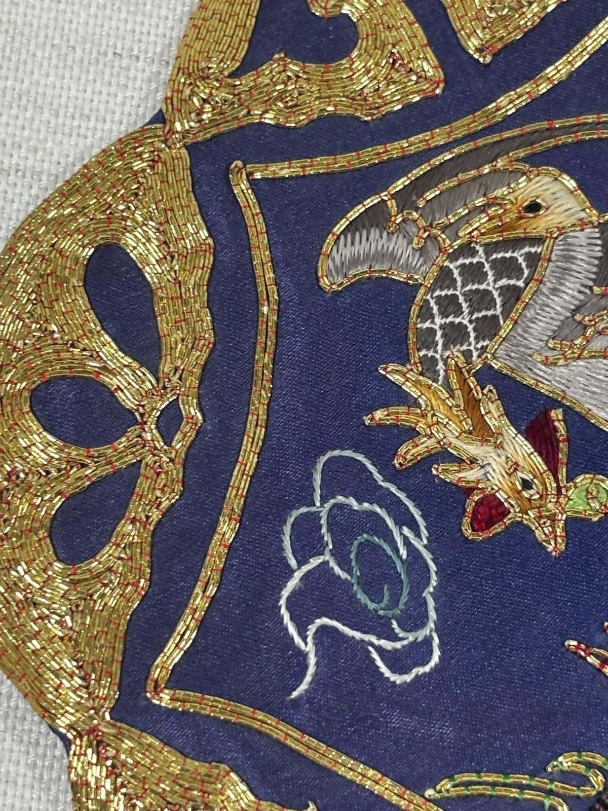 Golden Cloud Hand Embroidered Phoenix Patch Silk Rayon Applique China