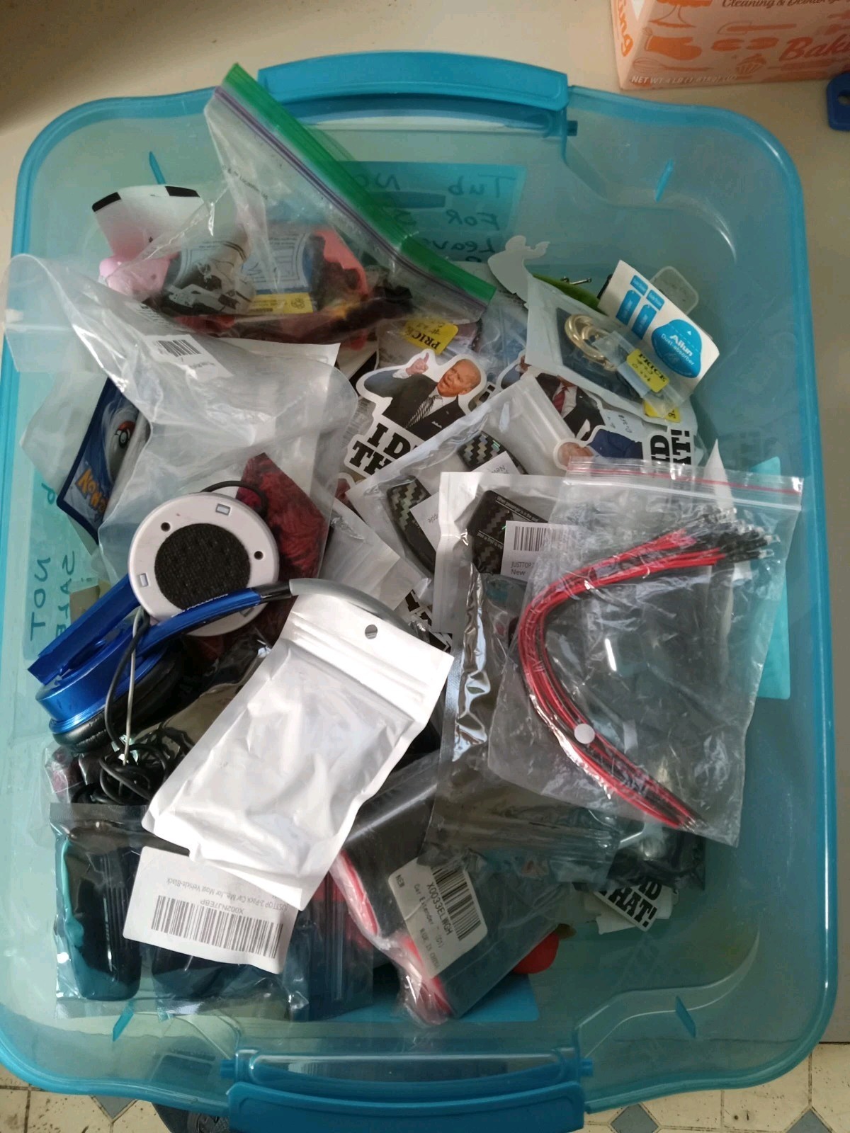 Lot Of Various Small Misc. Junk Drawer Items Box-6in X 6in X 6in SEE DESCRIPTION