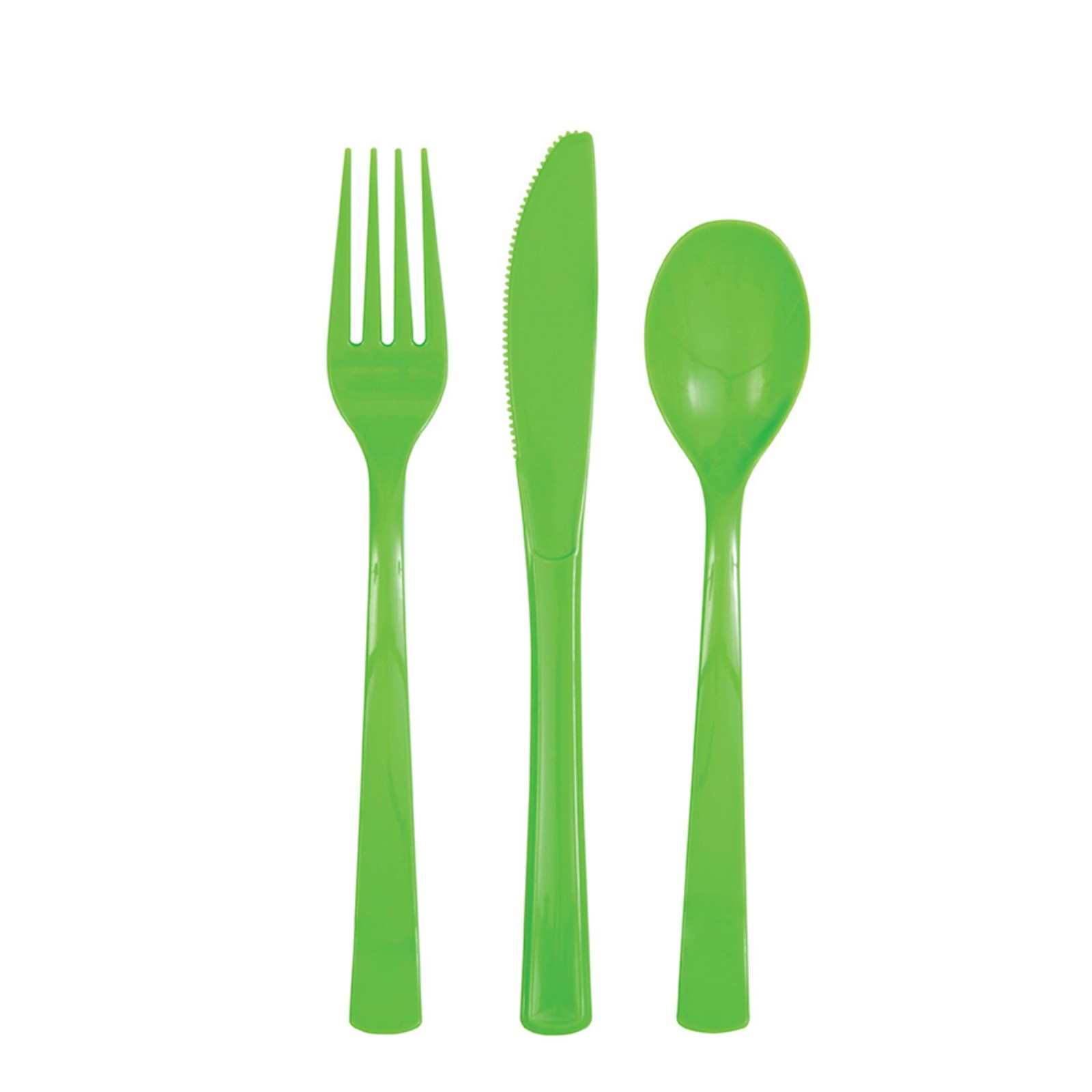 Unique Industries Lime Green Plastic Silverware Set 18pc for 6 Guests