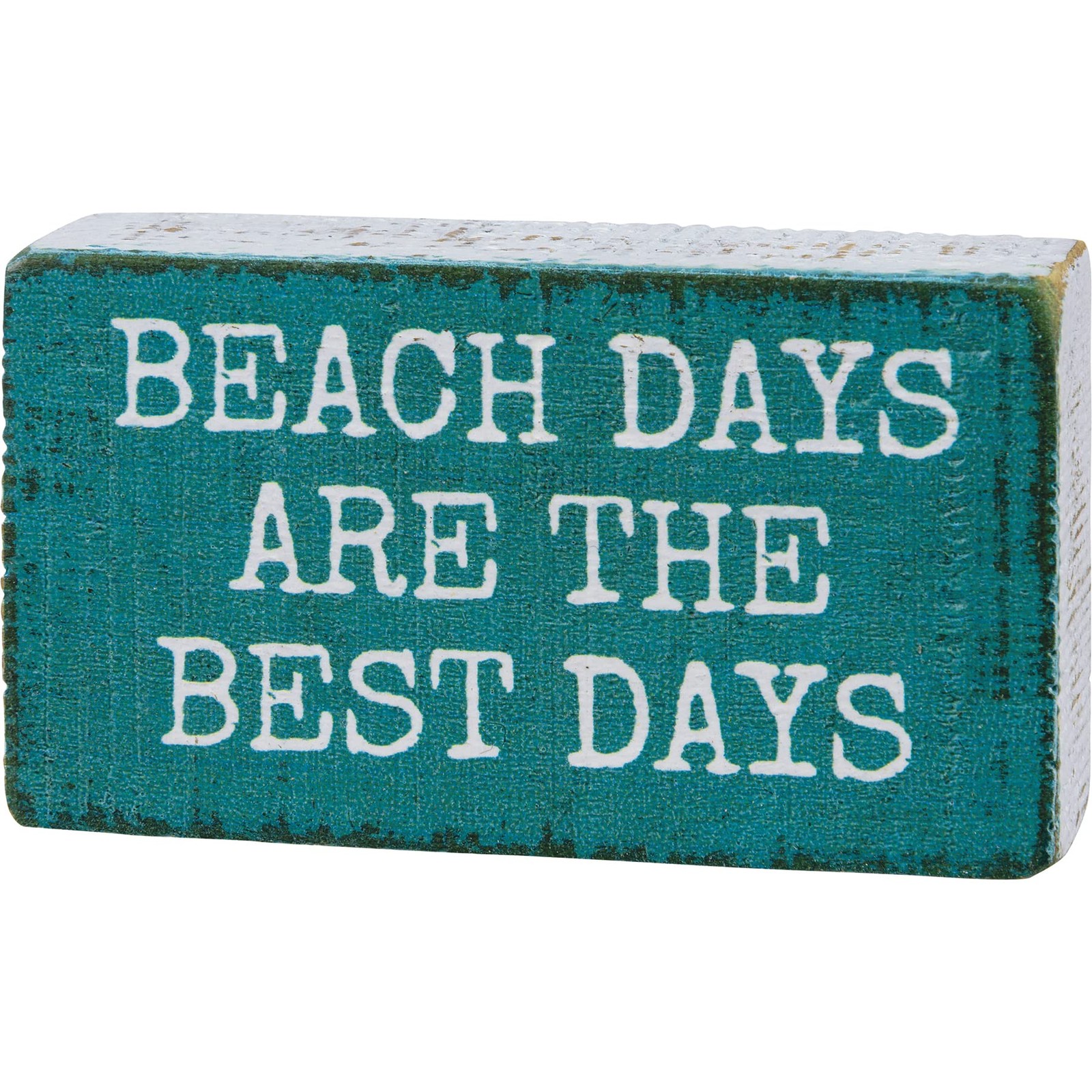 Primitives by Kathy “Beach Days Are The Best Days” Wood Teal Blue Block Sign