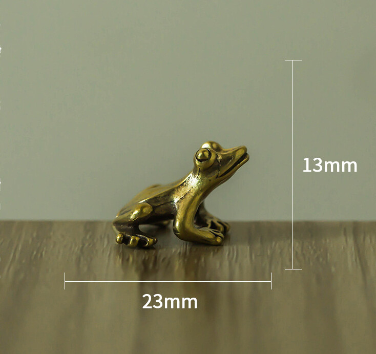 2 Pieces Brass Frog Statue Ornament Animals Toys Home Office Decoration Artwork~