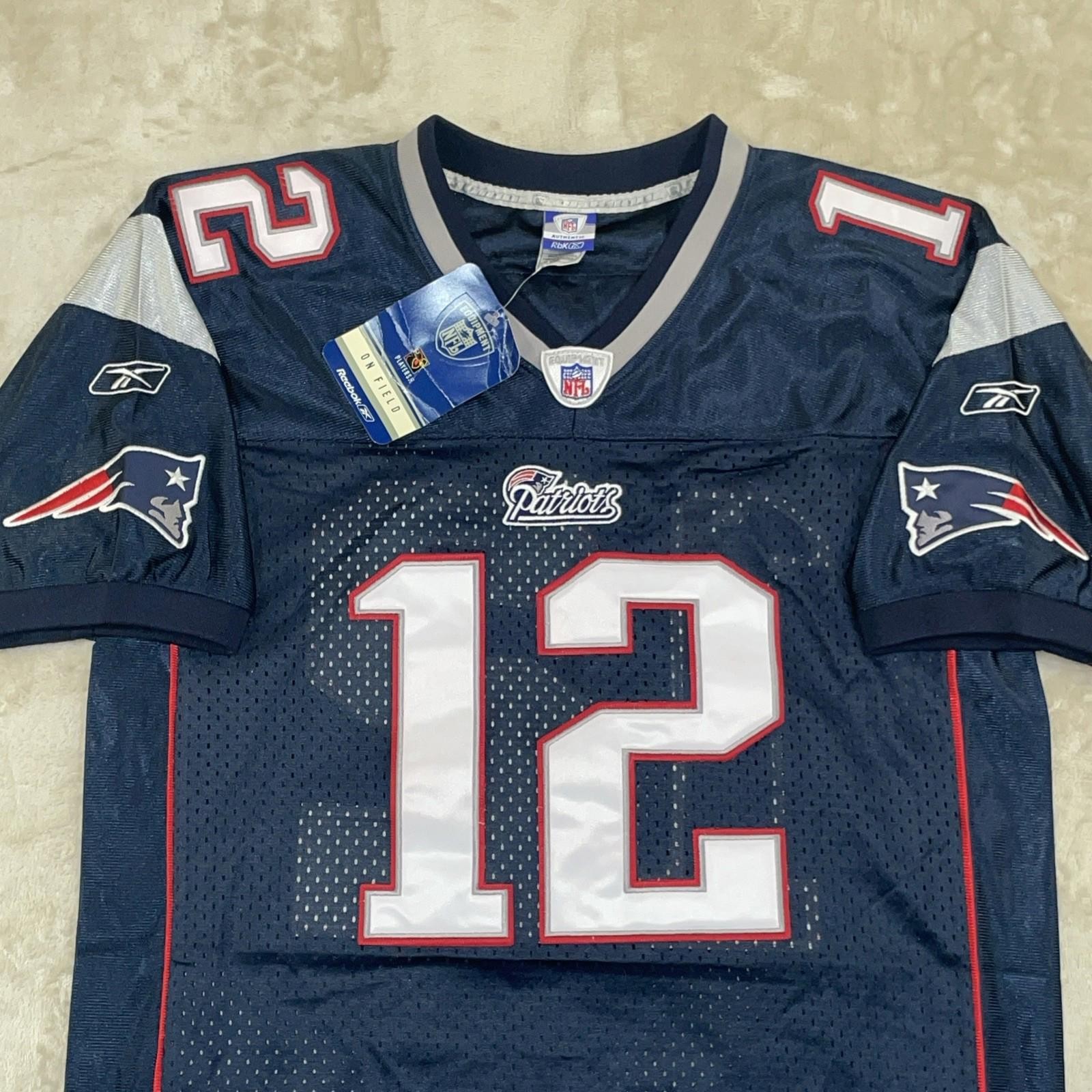 VTG Reebok New England Patriots Tom Brady #12 Blue Jersey Unisex Adult Sz 50 NWT