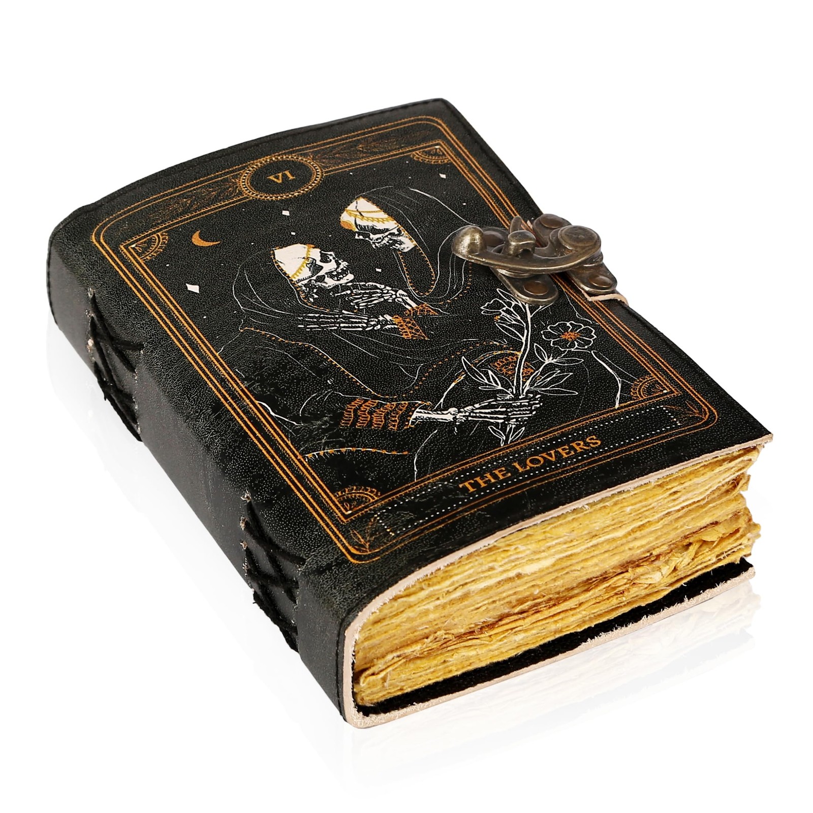 TUZECH Book of Spells Leather Journal Deckle Edge Gothic Vintage Notebook