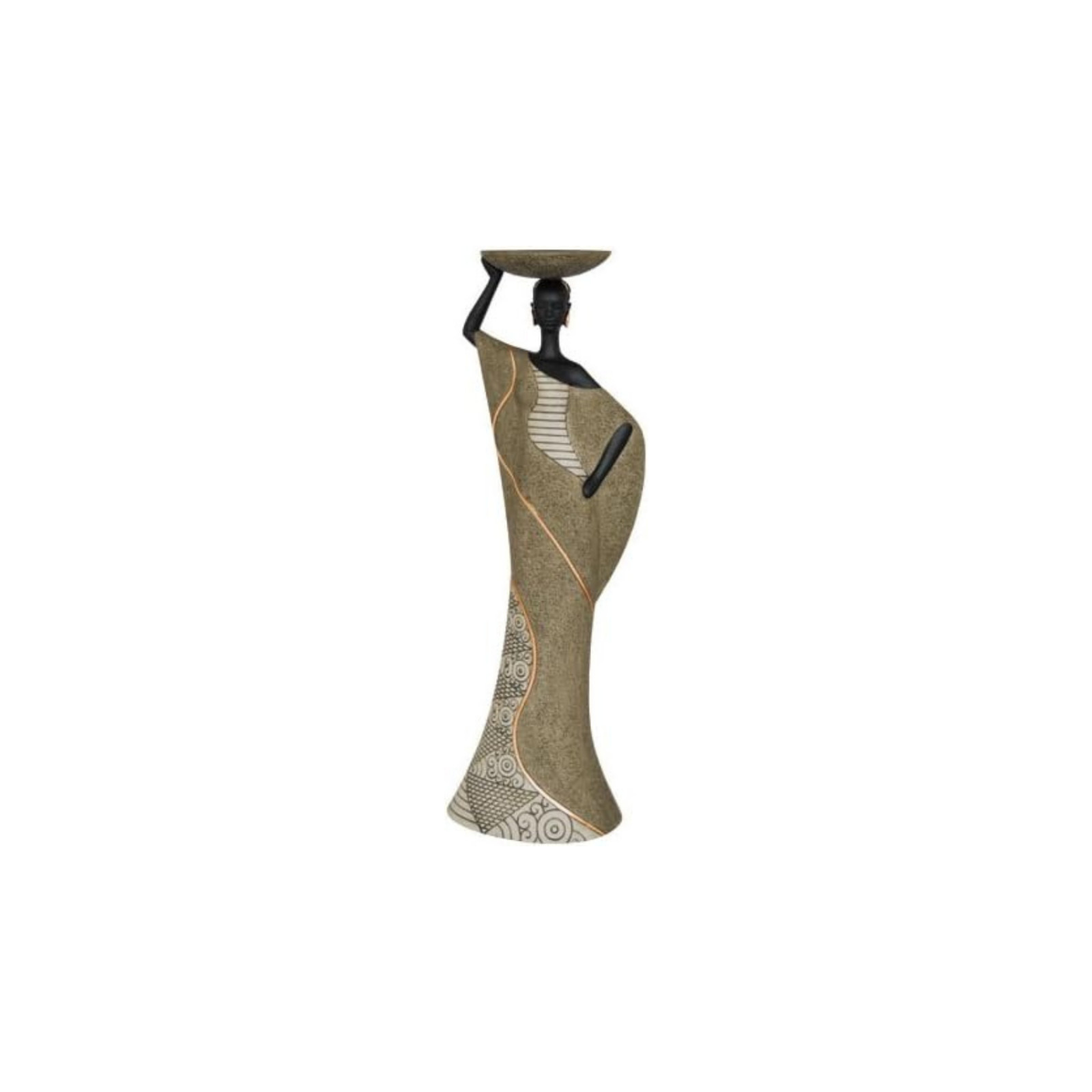 Ebony Treasures¬Æ Candleholder: Tribal Woman in Olive