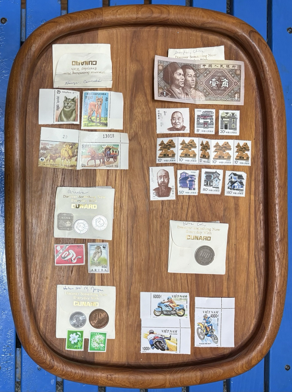 Foreign/Oriental Lot of Old Stamps Coins China, Japan, Korea, Vietnam & Aruba