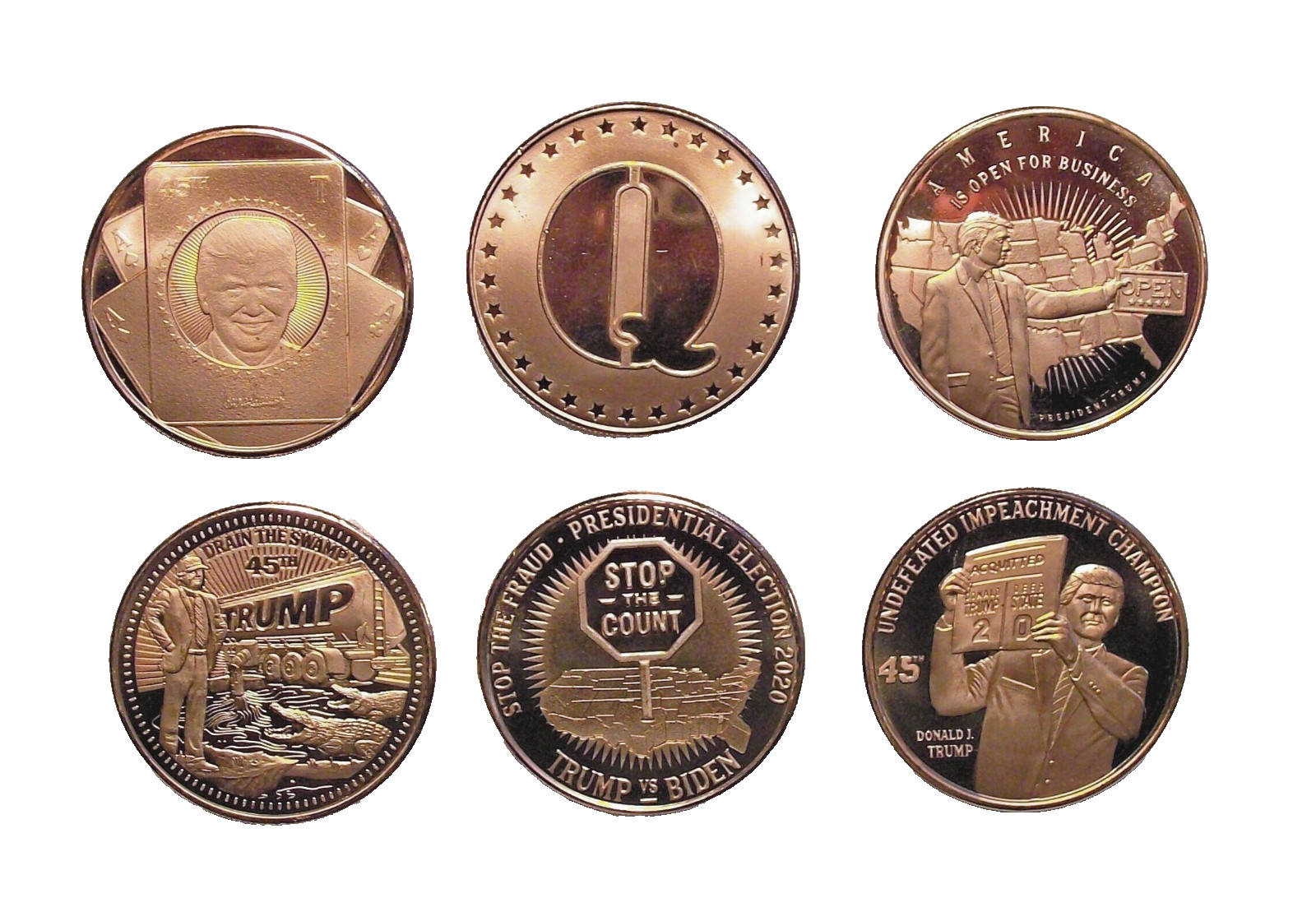 Lot of Six – 2020 Donald J. Trump & Pence Copper Rounds