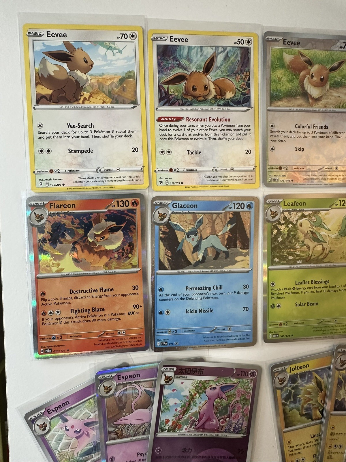 Pokémon big Eevee lot, eeveelutions LP-NM glaceon, leafeon, eevee, etc