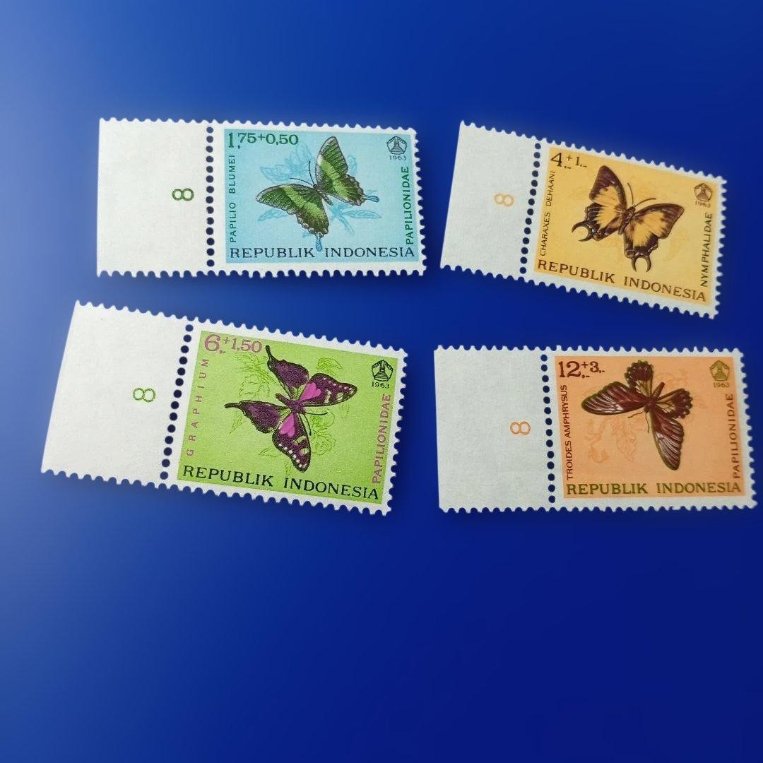 9901 Foreign Stamp Indonesia 1963 Beautiful Butterfly Set of 4