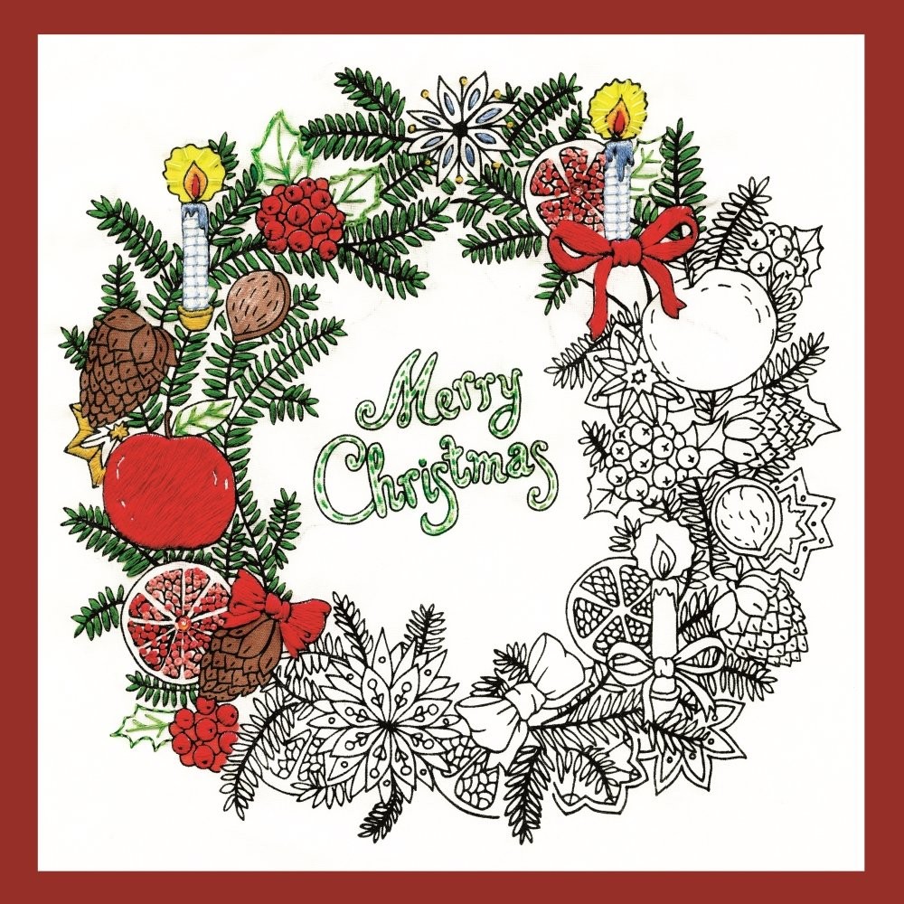 Design Works Crafts Christmas Wreath Zenbroidery Kit, 10″ x 10″, Various