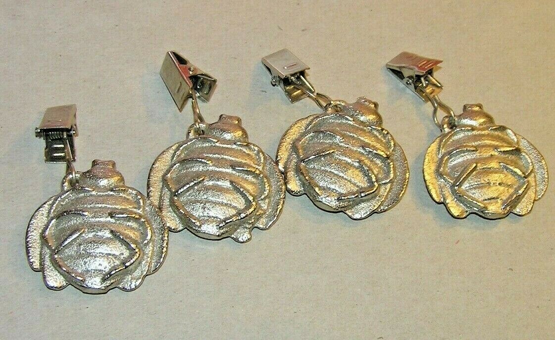 4 Piece Silver Toned Metal Lady Bug Designed Name Tag / Place Setting Holders