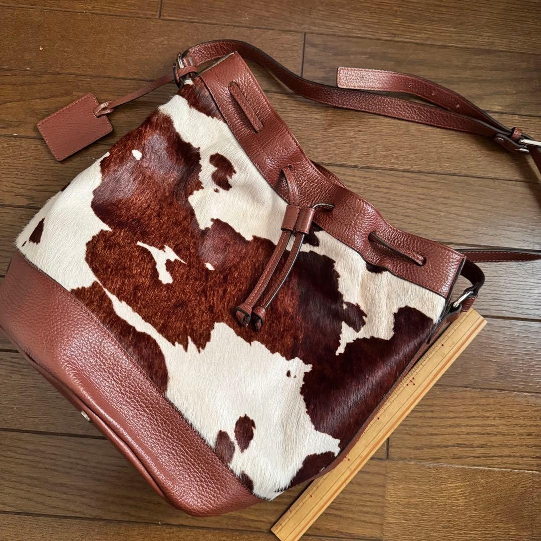 Bag bag K Kitamura 2 genuine leather brand cow pattern bucket type shoulder bag