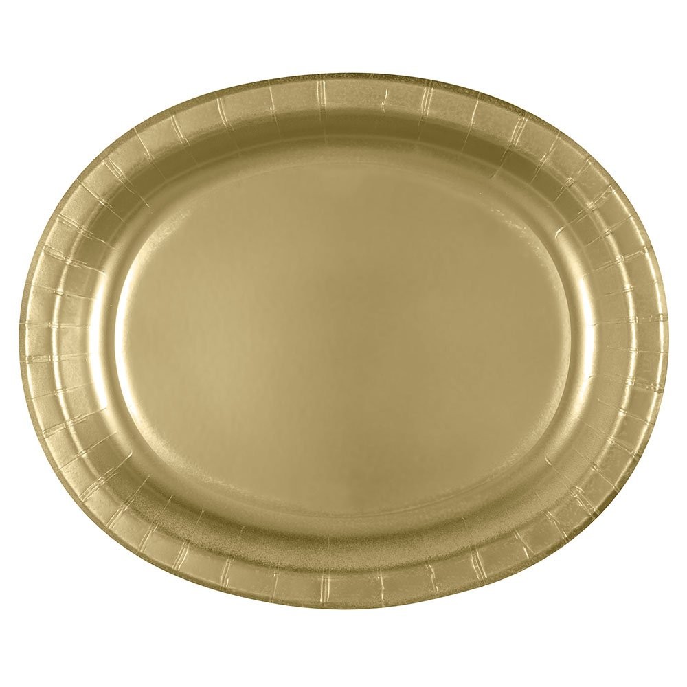 Unique Industries, Oval Paper Plates, 8 Pieces – Gold