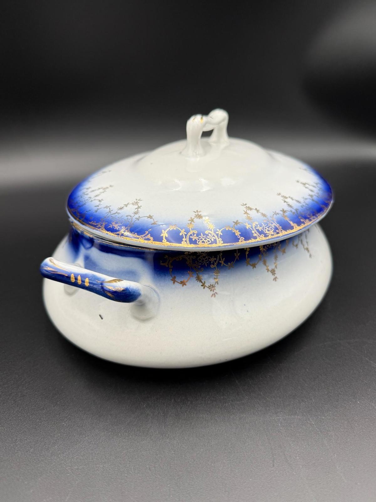 Antique Flow Blue Covered Dish No. 6 – Imperial China