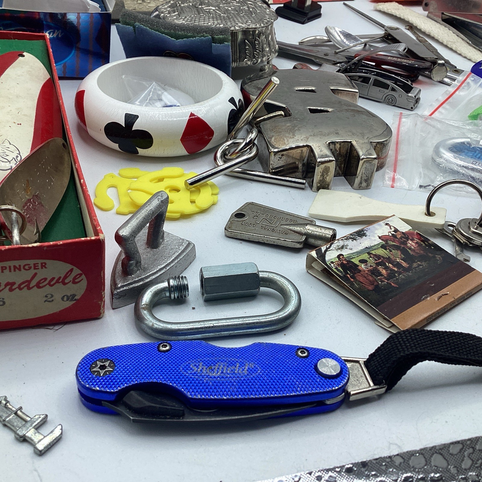 Junk Drawer Vintage Mix Jewlery Knife Lure Zippo Tools