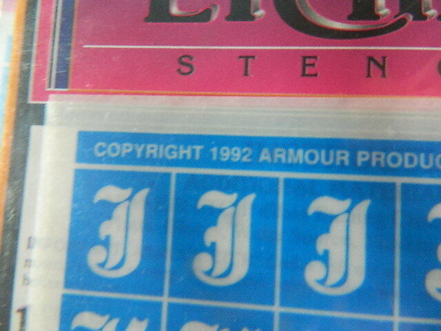 Armour Rub N Etch Stencils Old English Alphabet J-Q glass acid etching