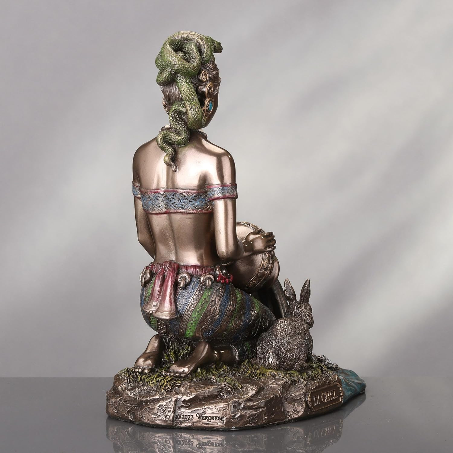Mayan Jaguar Goddess of Midwifery – 6.25″ Cold Cast Resin Bronze Statue