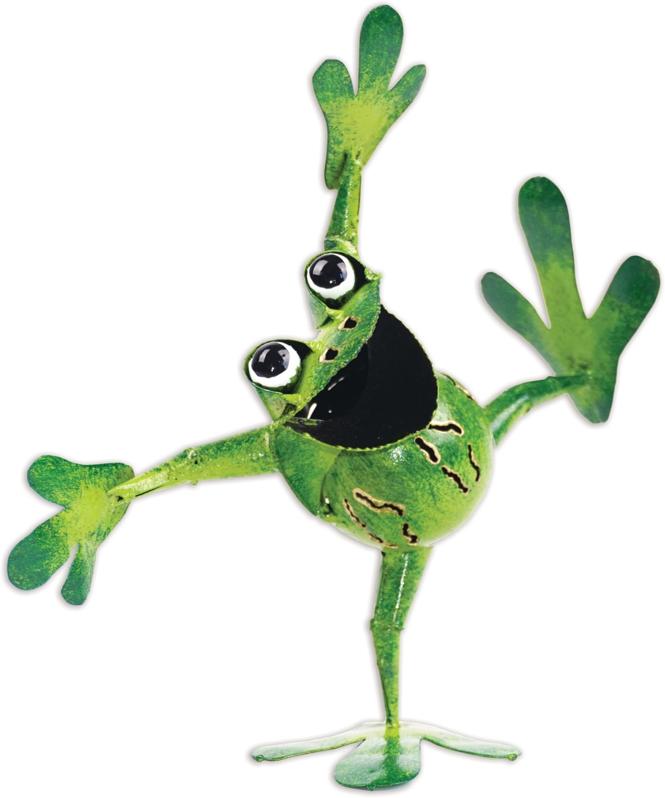 Sunset Vista Designs Green Metal Frog Garden Sculpture 7.5 in Dancing Dash