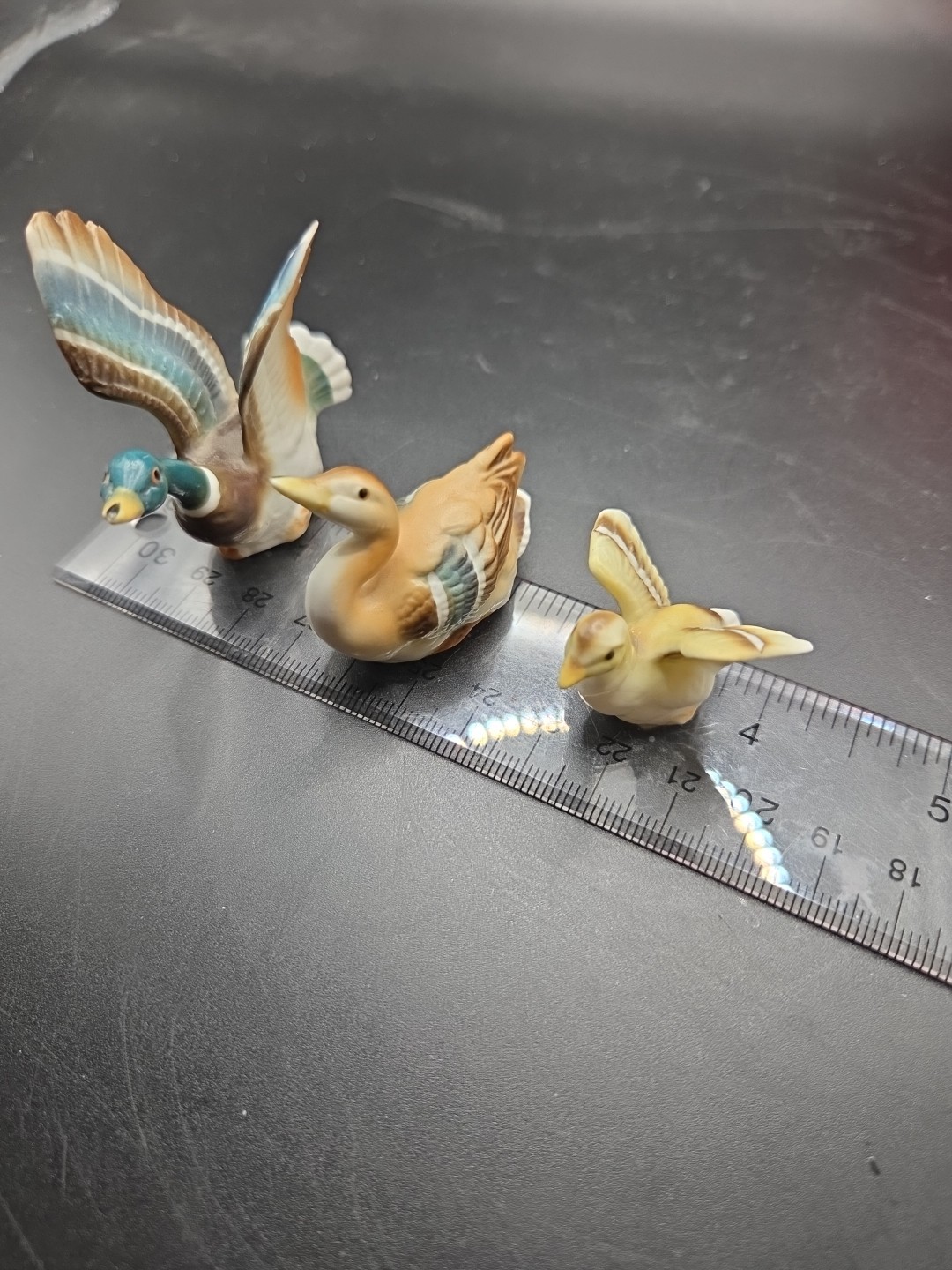 Vintage Mallard Duck Figurines Fine Bone China Miniature MCM