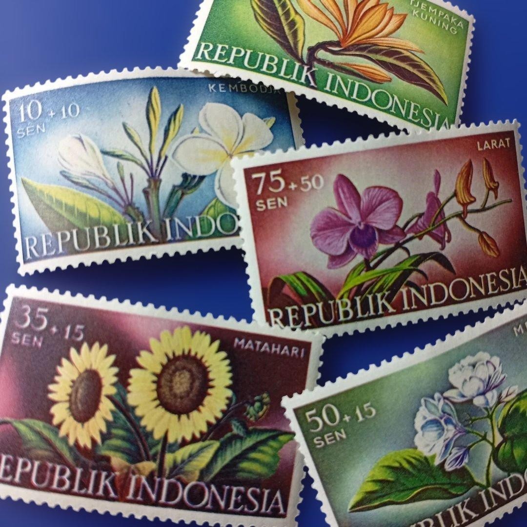 9956 Foreign Stamp Indonesia 1957 Flowers Plants 5 Types