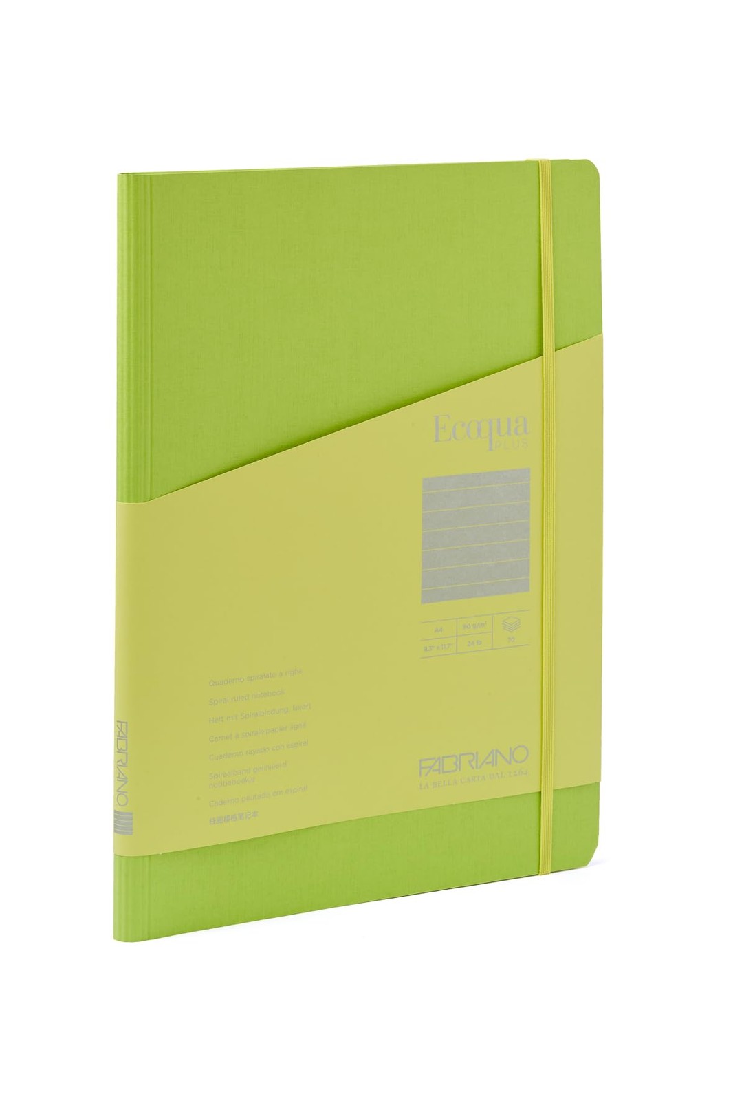 Fabriano Ecoqua Plus Hidden Spiral-Bound Notebook, 8.3″ x 11.7″, A4, Lined, Lime