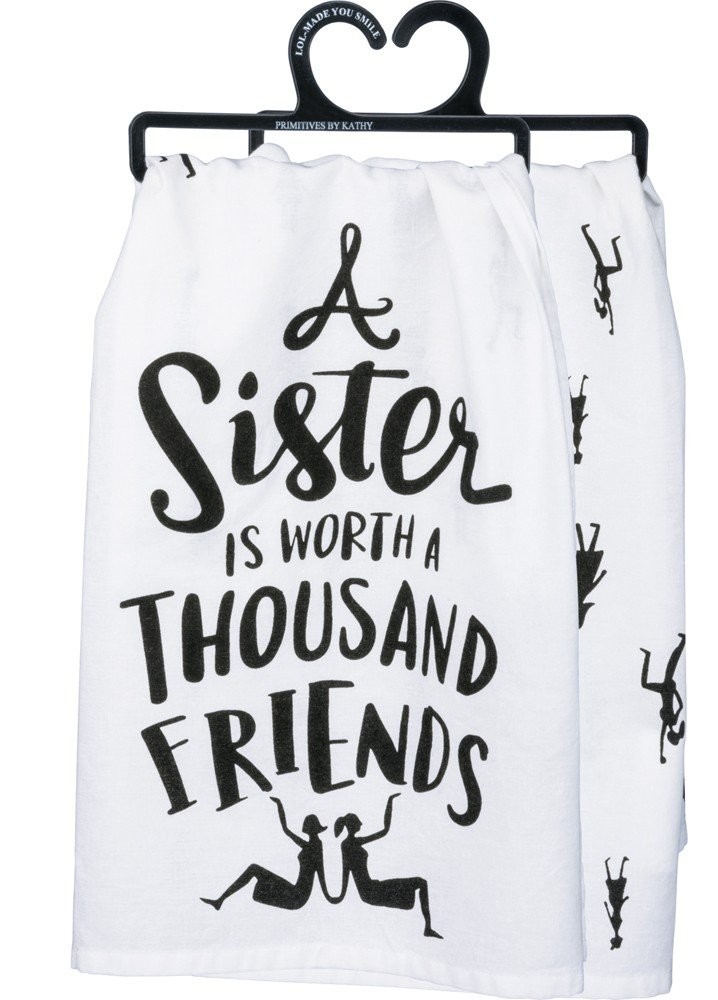 Primitives by Kathy LOL Made You Smile Dish Towel Sister 28in