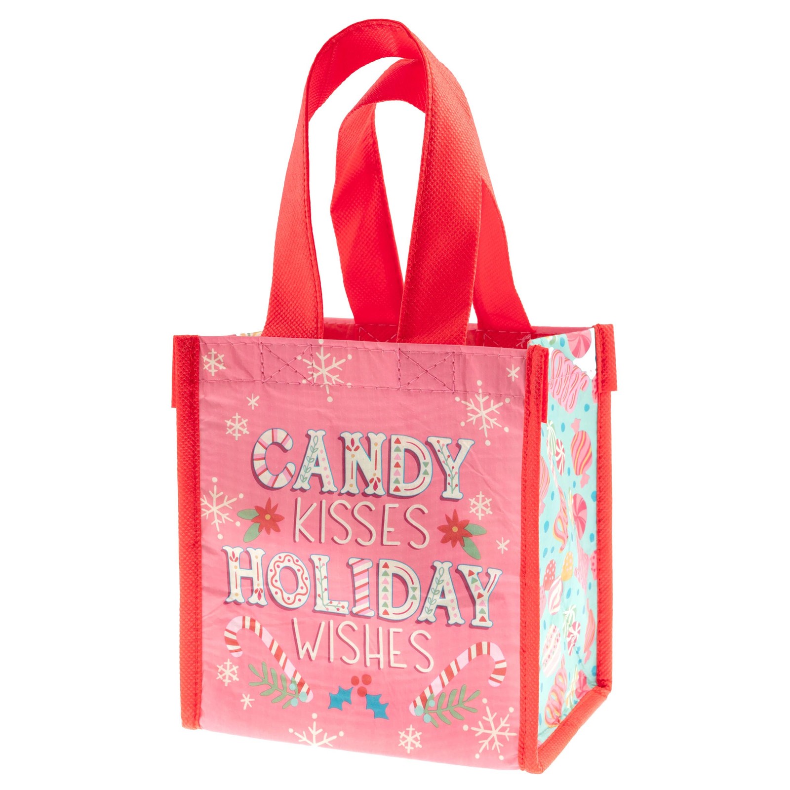 Karma Holiday Reusable Gift Bag, Small RPET Tote, Candy Kisses Design