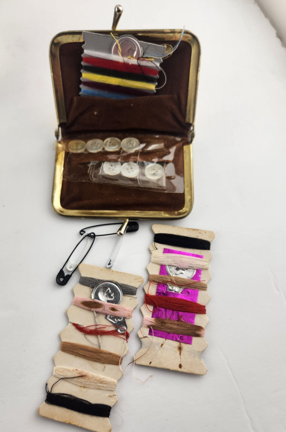 Vtg Junk Drawer Lot Coin Purse Sew Kit Trinket Box Dish Vase Hat Pin Hair Clip
