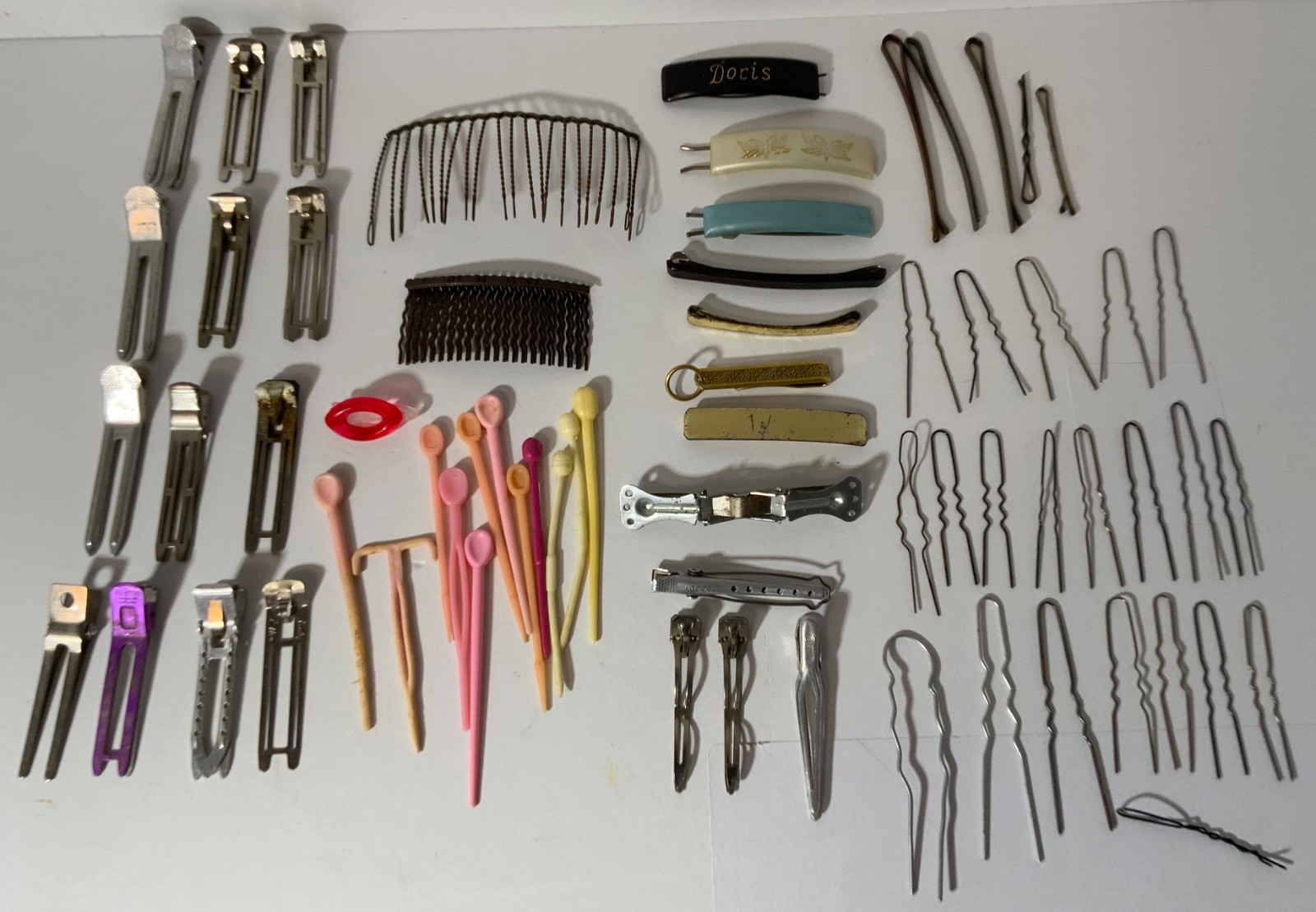 VTG Junk Drawer Lot Assemblage Art Mixed Media Crafts Hair Accessories 60+ Pins