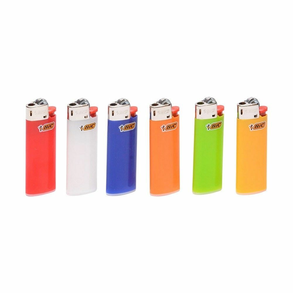 BIC Small Mini Solid – 12 Lighters – Long Last – Assorted Pink Blue Green Black