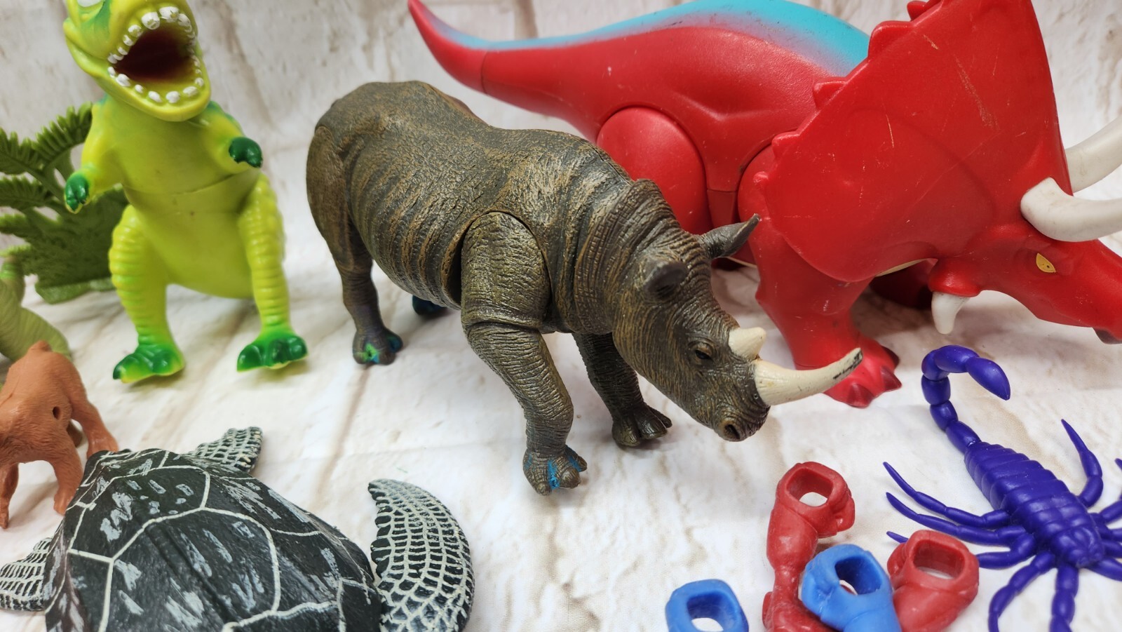 Junk Drawer Animal & Dinosaur Toy Lot of 19 + Plastic & Rubber Figures