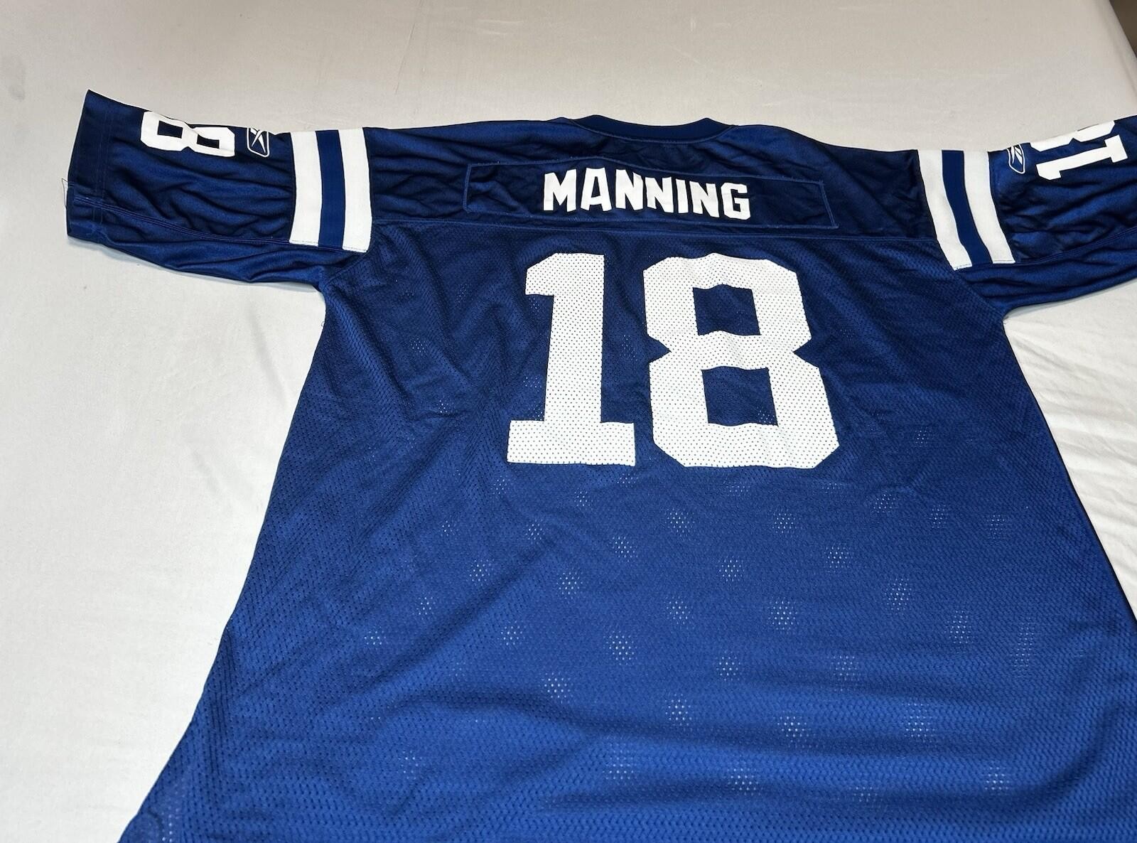 Reebok NFL Indianapolis Colts #18 Peyton Manning Jersey Mens XL Blue On Field