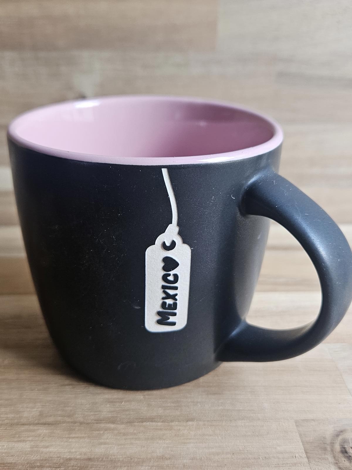 Cozumel Island Mexico Matte Black and Pink Ceramic Mug 3.25 In Tall Souvenir