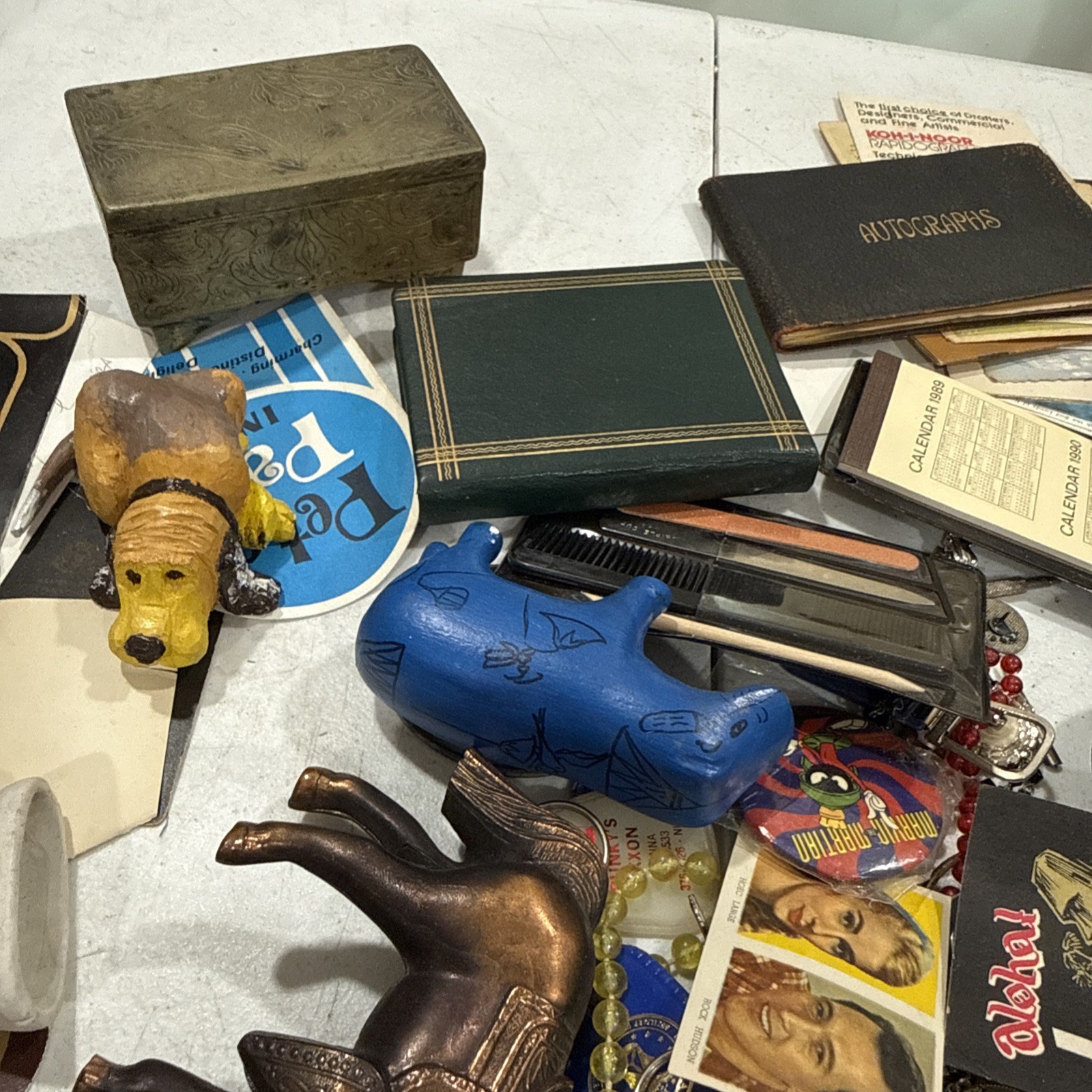 Huge Junk Drawer Lot Assorted Vtg Items Wood Metal Ephemera Figures Bottles MORE