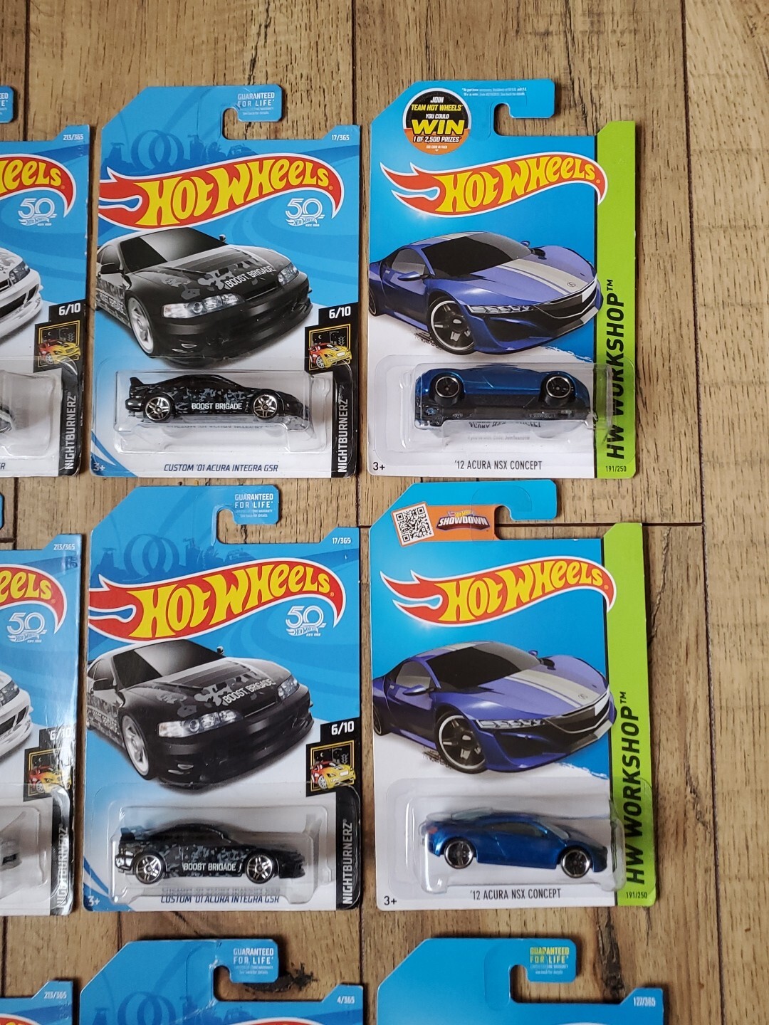Hot Wheels Custom ’01 Acura Integra GSR Nightburnerz ’17 Acura NSX Lot Of 12