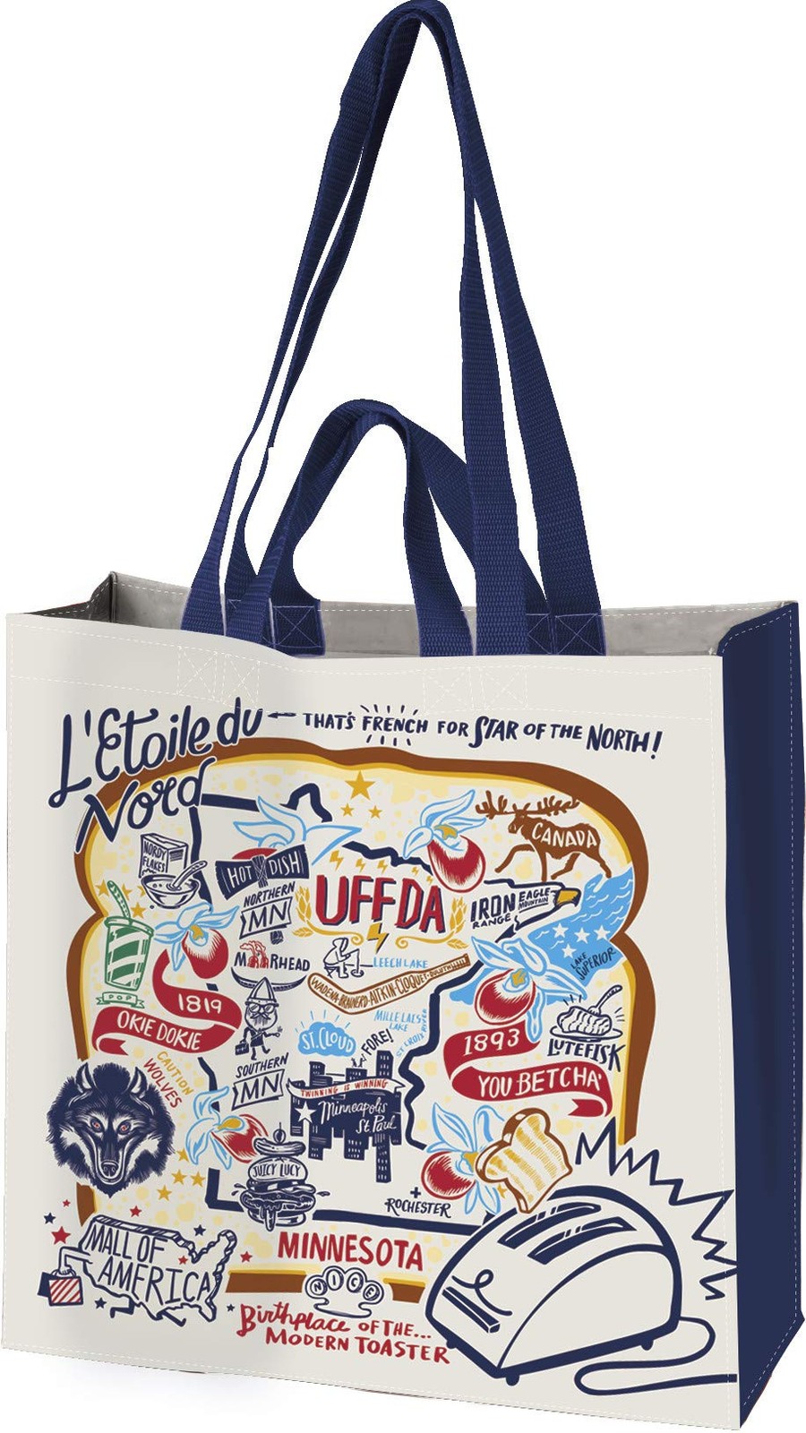 State of Minnesota Themed Double Sided Market Tote Bag