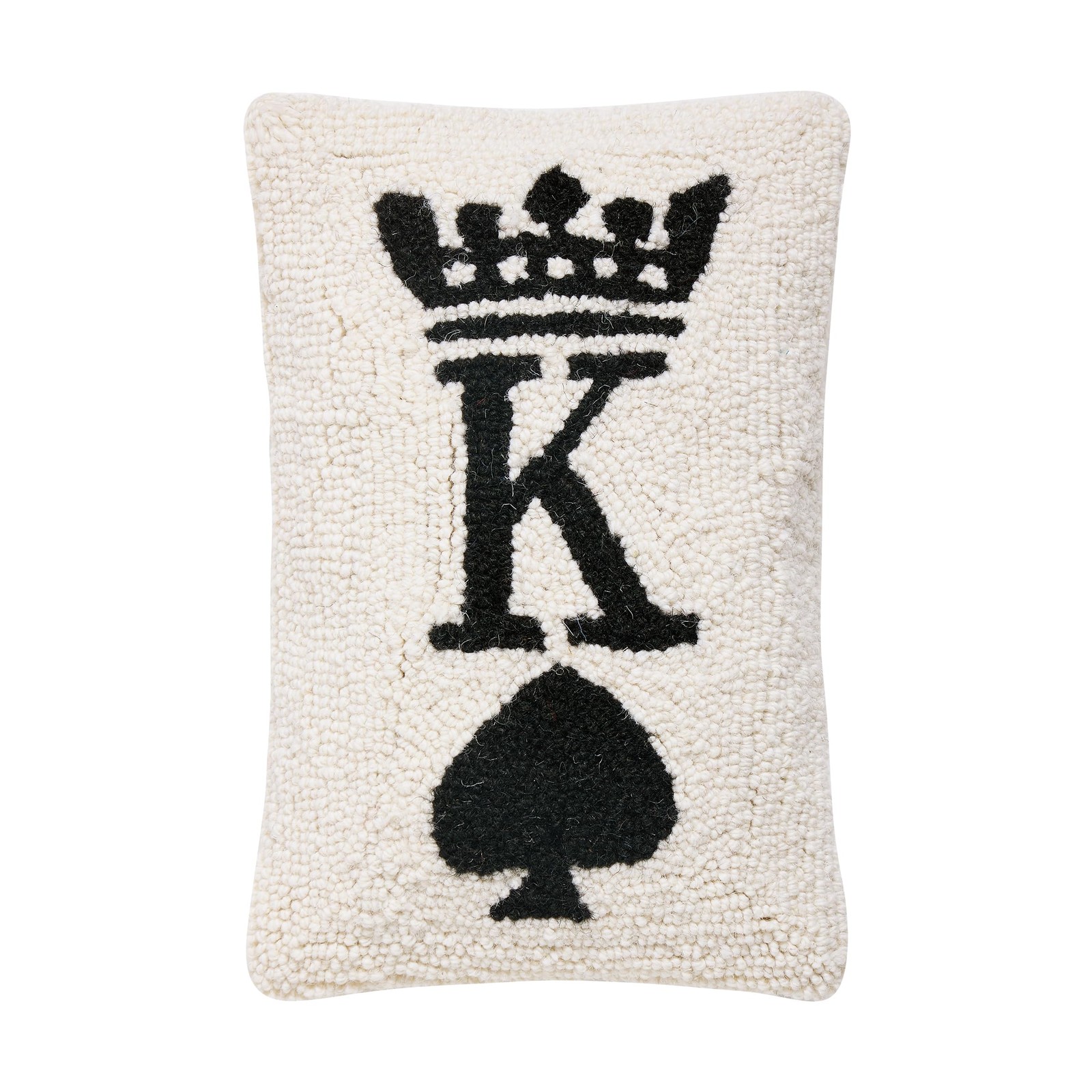 Peking Handicraft King Crown & Spade Hook Throw Pillow 12-Inch Black Ivory
