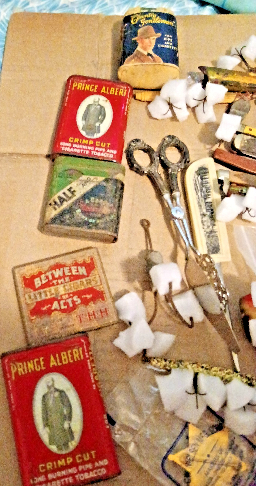 Junk Drawer Lot Vintage & Modern Lures Knives Tobacciana Ephemera Eyeglasses etc