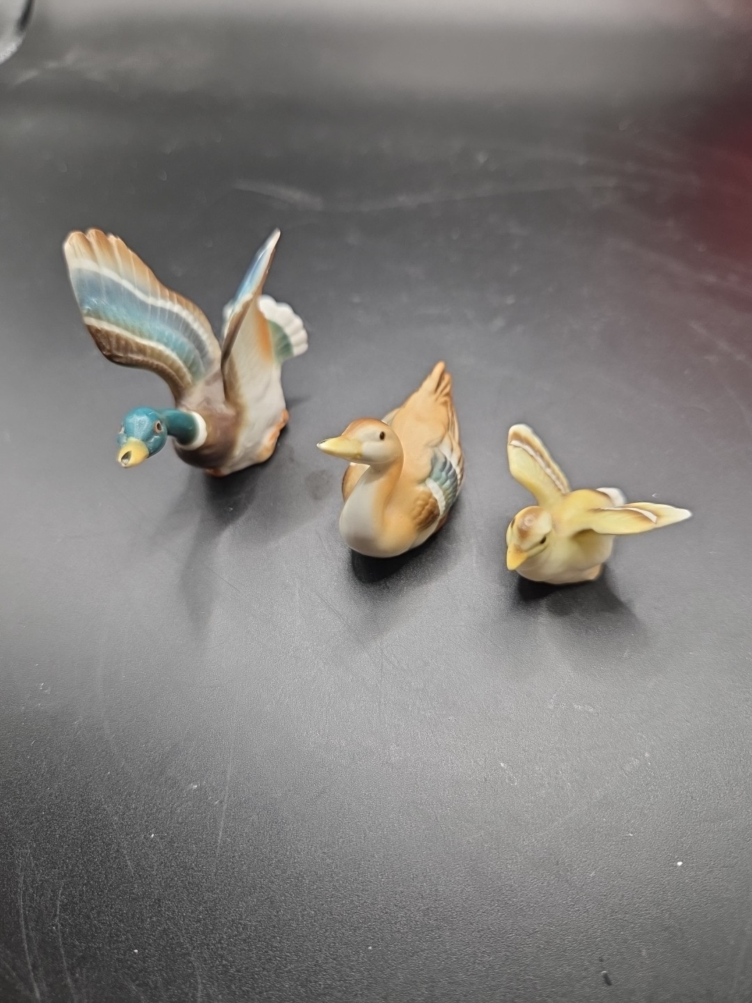 Vintage Mallard Duck Figurines Fine Bone China Miniature MCM