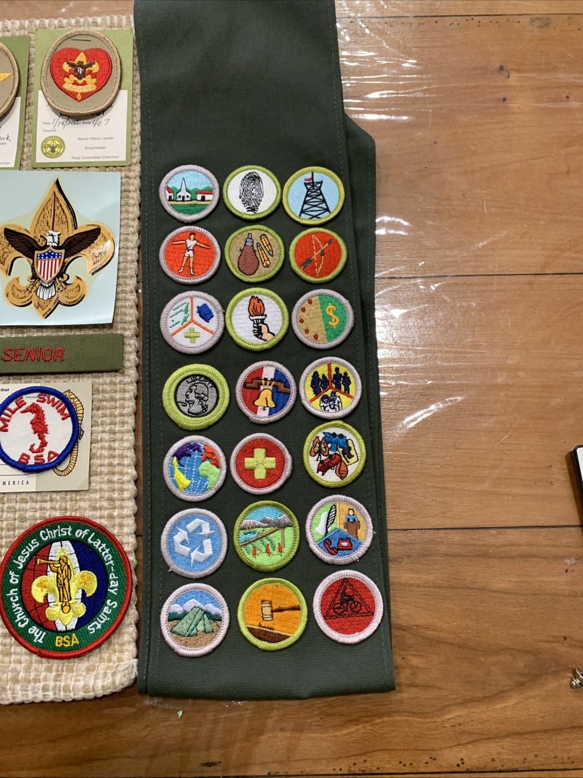 Junk Drawer BSA Complete Eagle Scout All Ranks Cards Sash/Merit Badges And More