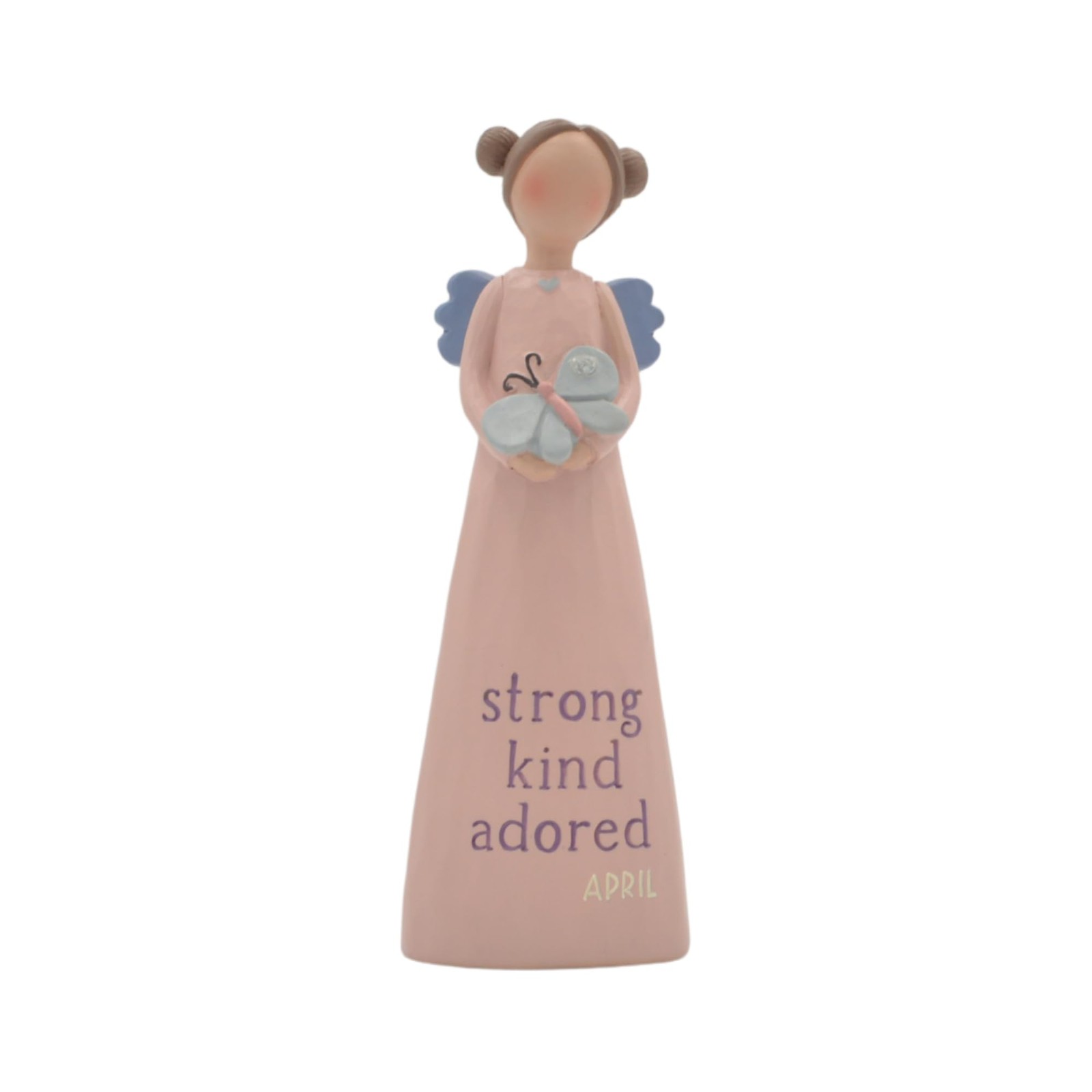 Blossom Bucket April Birthstone Angel Figurine 5.25″ Pink Resin Decor