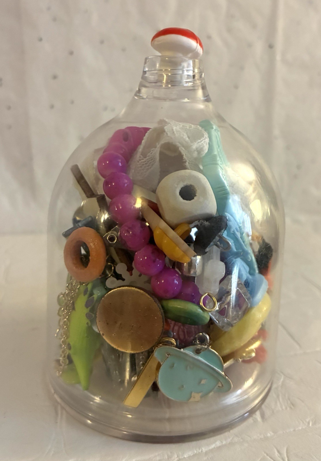 Acrylic Wine Glass Cloche Beads Charms Monopoly Game Tokens Junk Drawer Art Lot